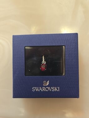 Swarovski Deep Red Crystal Pendant with Silver Accents